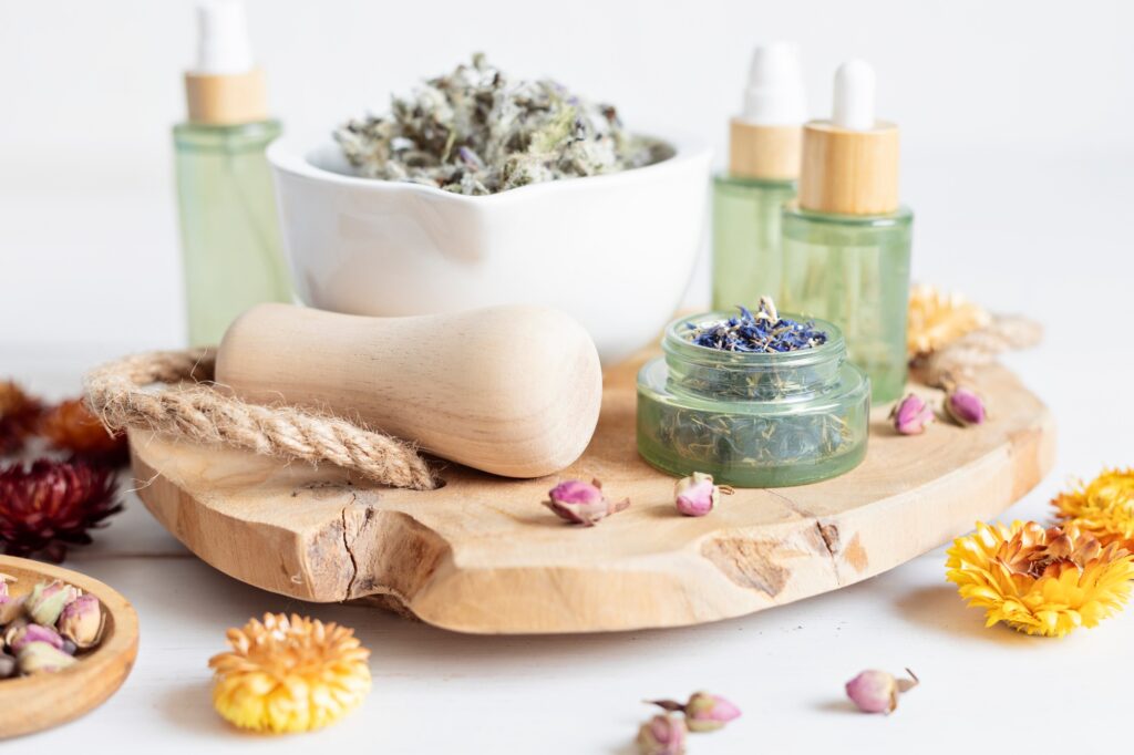 Botanical blends, herbs, essencial oils for naturopathy